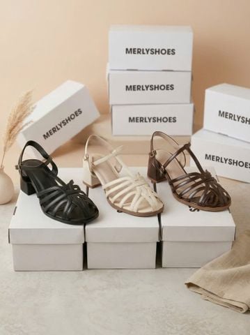 Sandal Nữ Quai Đan Dây Mảnh Gót Vuông 5cm Merly 1661 Đen Huyền – Giày Phong Cách Rọ Hiện Đại, Xăng Đan Big Size 35–43, Sandal Gót Vuông, Giày Sandal Bigsize
