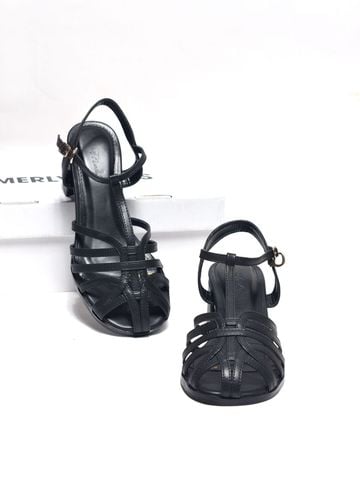 Sandal Nữ Quai Đan Dây Mảnh Gót Vuông 5cm Merly 1661 Đen Huyền – Giày Phong Cách Rọ Hiện Đại, Xăng Đan Big Size 35–43, Sandal Gót Vuông, Giày Sandal Bigsize