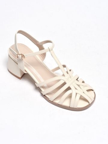 Sandal Nữ Quai Đan Dây Mảnh Gót Vuông 5cm Merly 1661 Trắng Kem Ivory – Giày Phong Cách Rọ Hiện Đại, Xăng Đan Big Size 35–43, Sandal Gót Vuông, Giày Sandal Bigsize