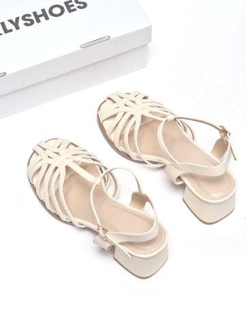 Sandal Nữ Quai Đan Dây Mảnh Gót Vuông 5cm Merly 1661 Trắng Kem Ivory – Giày Phong Cách Rọ Hiện Đại, Xăng Đan Big Size 35–43, Sandal Gót Vuông, Giày Sandal Bigsize
