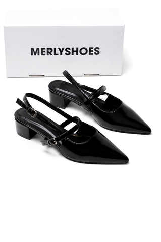Giày Bít Mũi Nữ Đế Vuông 3cm Merly 1668 Đen Onyx Bigsize 35-43, Giày Xăng Đan Bít Mũi, Giày Công Sở Nữ, Giày Cao Gót Đế Vuông, Giày Slingback, Giày Bít Mũi Đế Thấp, Giày Bít Mũi Hở Gót