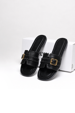 Dép Nữ Quai Ngang Bệt Da Mềm Êm Bigsize 35-43 Merly 1669 Đen Huyền