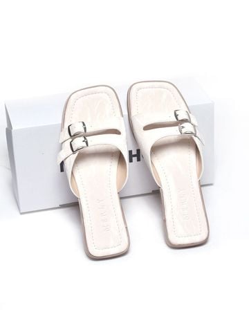 Dép Nữ Da Mềm Trắng Vân Mây Merly 1671 Trắng Kem Ivory Bản Quai Lớn Hai Khoá Ngang Che Khuyết Điểm Chân, Dép Nữ Bigsize 35-43, Dép Lê Nữ, Dép Nữ Quai Ngang