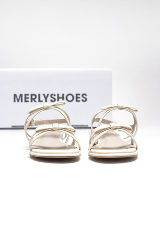 Giày Xăng Đan Nữ Gót Thấp 2cm Nơ Merly 1672 Trắng Kem Ivory, Sandal Dây, Sandal Bệt, Sandal Nơ Xinh, Sandal Tiểu Thư, Sandal Hè 2026, Sandal Big Size 35-43