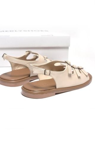 Sandal Nữ Bệt Merly 1673 Kem Sữa Mix Nâu, Xăng Đan Mũi Vuông Bầu Tròn Ôm Chân Quai Hậu, Dép Sandal Quai Ngang Nữ Big Size 35-43