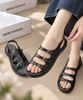 Sandal Nữ Bệt Merly 1673 Đen Huyền, Xăng Đan Mũi Vuông Bầu Tròn Ôm Chân Quai Hậu, Dép Sandal Quai Ngang Nữ Big Size 35-43
