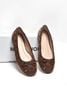 Giày Búp Bê Nơ Nhỏ Merly 1703 Nâu Cocoa Chần Trám Thủ Công Phom Mũi Tròn Bệt Êm Chân, Giày Nữ Bigsize 35-43