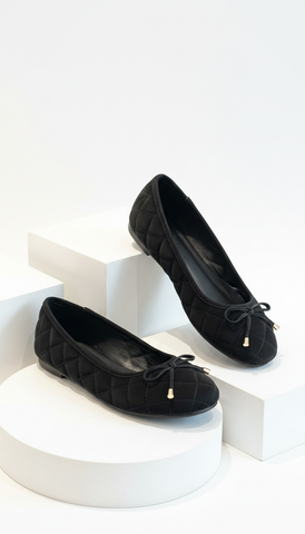 Giày Búp Bê Chần Chỉ Mũi Tròn Basic Merly 1703 Đen Huyền, Giày Bệt Êm Chân, Giày Nữ Bigsize 35-43