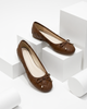 Giày Búp Bê Chần Chỉ Mũi Tròn Basic Merly 1703 Nâu Cocoa, Giày Bệt Êm Chân, Giày Nữ Bigsize 35-43