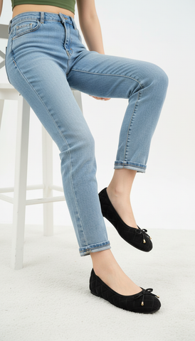 Giày Búp Bê Chần Chỉ Mũi Tròn Basic Merly 1703 Đen Huyền, Giày Bệt Êm Chân, Giày Nữ Bigsize 35-43