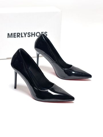 Giày Cao Gót Đen Mũi Nhọn Gót Đũa 10cm Merly 1705 Đen Onyx Bóng Bigsize 35-43, Giày Cao Gót Bigsize, Giày Cao Gót Mũi Nhọn, Giày Cao Gót 10cm, Giày Đi Tiệc, Giày Bít Mũi Nữ, Giày Công Sở Nữ