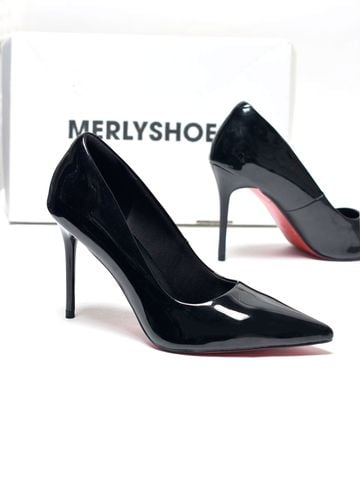 Giày Cao Gót Đen Mũi Nhọn Gót Đũa 10cm Merly 1705 Đen Onyx Bóng Bigsize 35-43, Giày Cao Gót Bigsize, Giày Cao Gót Mũi Nhọn, Giày Cao Gót 10cm, Giày Đi Tiệc, Giày Bít Mũi Nữ, Giày Công Sở Nữ