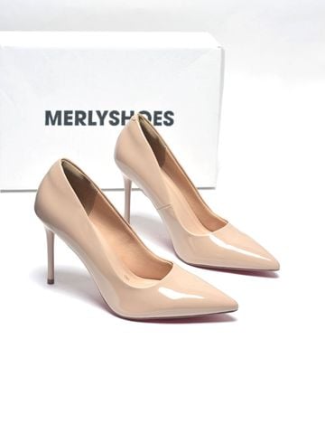 Giày Cao Gót Mũi Nhọn Gót Đũa 10cm Merly 1705 Be Latte Bóng Bigsize 35-43, Giày Cao Gót Bigsize, Giày Cao Gót Nude Mũi Nhọn, Giày Cao Gót 10cm, Giày Đi Tiệc, Giày Bít Mũi Nữ, Giày Công Sở Nữ