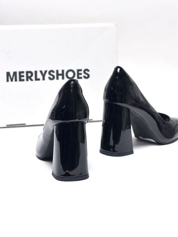 Giày Cao Gót Đen Đế Vuông 10cm Merly Big Size