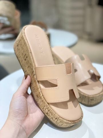 Giày Đế Xuồng Quai Ngang Merly 1656 Be Nâu, Dép Đế Xuồng Nữ, Dép Nữ Đế Cao, Dép Bánh Mì Nữ, Dép Nữ Big Size