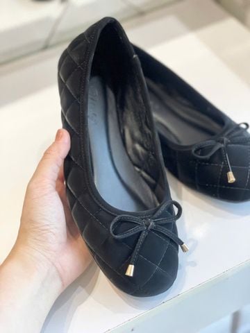 Giày Búp Bê Chần Chỉ Mũi Tròn Basic Merly 1703 Đen Huyền, Giày Bệt Êm Chân, Giày Nữ Bigsize 35-43