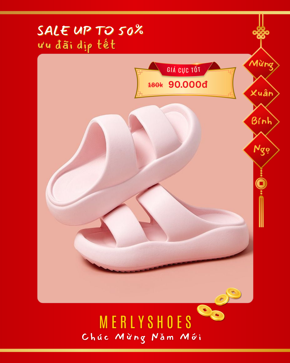 Dép Đi Mưa 1621N Trắng / Hồng / Đen Nhựa EVA Đế Bánh Mì Hai Quai Ngang Đơn Giản Năng Động Size 36-41 Form To, Dép Bánh Mì Nữ, Dép Nữ Quai Ngang