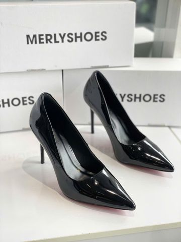 Giày Cao Gót Đen Mũi Nhọn Gót Đũa 10cm Merly 1705 Đen Onyx Bóng Bigsize 35-43, Giày Cao Gót Bigsize, Giày Cao Gót Mũi Nhọn, Giày Cao Gót 10cm, Giày Đi Tiệc, Giày Bít Mũi Nữ
