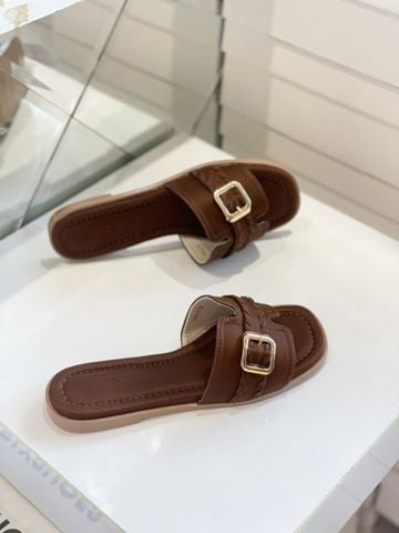 Dép Nữ Quai Ngang Bệt Da Mềm Êm Bigsize 35-43 Merly 1669 Nâu Cocoa
