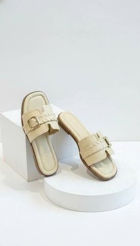 Dép Nữ Quai Ngang Bệt Da Mềm Êm Bigsize 35-43 Merly 1669 Be Kem