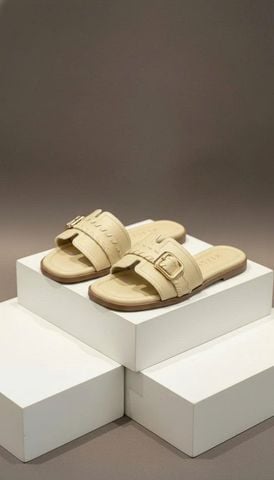Dép Nữ Quai Ngang Bệt Da Mềm Êm Bigsize 35-43 Merly 1669 Be Kem