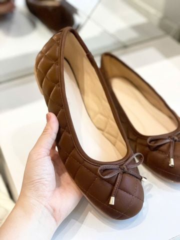 Giày Búp Bê Chần Chỉ Mũi Tròn Basic Merly 1703 Nâu Cocoa, Giày Bệt Êm Chân, Giày Nữ Bigsize 35-43