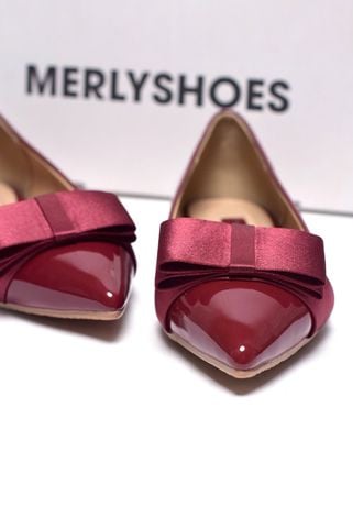 [NEW] Giày Búp Bê Đỏ Cherry Mũi Nhọn Nơ Lớn Merly 1127, Giày Bệt Nơ, Giày Mũi Nhọn, Giày Bít Mũi Nữ, Giày Búp Bê Big Size, Giày Bệt Mũi Nhọn, Giày Nữ Đỏ Noel