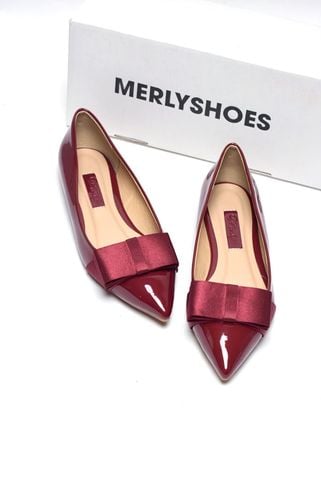 [NEW] Giày Búp Bê Đỏ Cherry Mũi Nhọn Nơ Lớn Merly 1127, Giày Bệt Nơ, Giày Mũi Nhọn, Giày Bít Mũi Nữ, Giày Búp Bê Big Size, Giày Bệt Mũi Nhọn, Giày Nữ Đỏ Noel