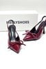 [TẾT] Giày Cao Gót Đỏ Nơ Slingback Mũi Nhọn Merly 1634-9p Đỏ Bóng Gót Nhọn 9cm, Giày Đi Tiệc, Giày Công Sở Nữ, Giày Cao Gót Big Size, Giày Cao Gót Mặc Áo Dài