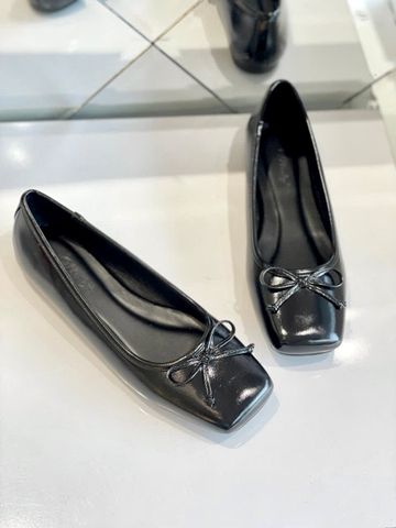 Giày Búp Bê Nơ Xinh Merly 1702 Đen Huyền Bigsize 35-43, Giày Búp Bê Mũi Vuông, Giày Bệt Nữ, Giày Công Sở Nữ Bệt Êm Chân