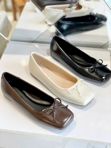 Giày Búp Bê Nơ Xinh Merly 1702 Đen Huyền Bigsize 35-43, Giày Búp Bê Mũi Vuông, Giày Bệt Nữ, Giày Công Sở Nữ Bệt Êm Chân