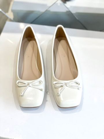 Giày Búp Bê Nơ Xinh Merly 1702 Trắng Ivory Bigsize 35-43, Giày Búp Bê Mũi Vuông, Giày Bệt Nữ, Giày Công Sở Nữ Bệt Êm Chân