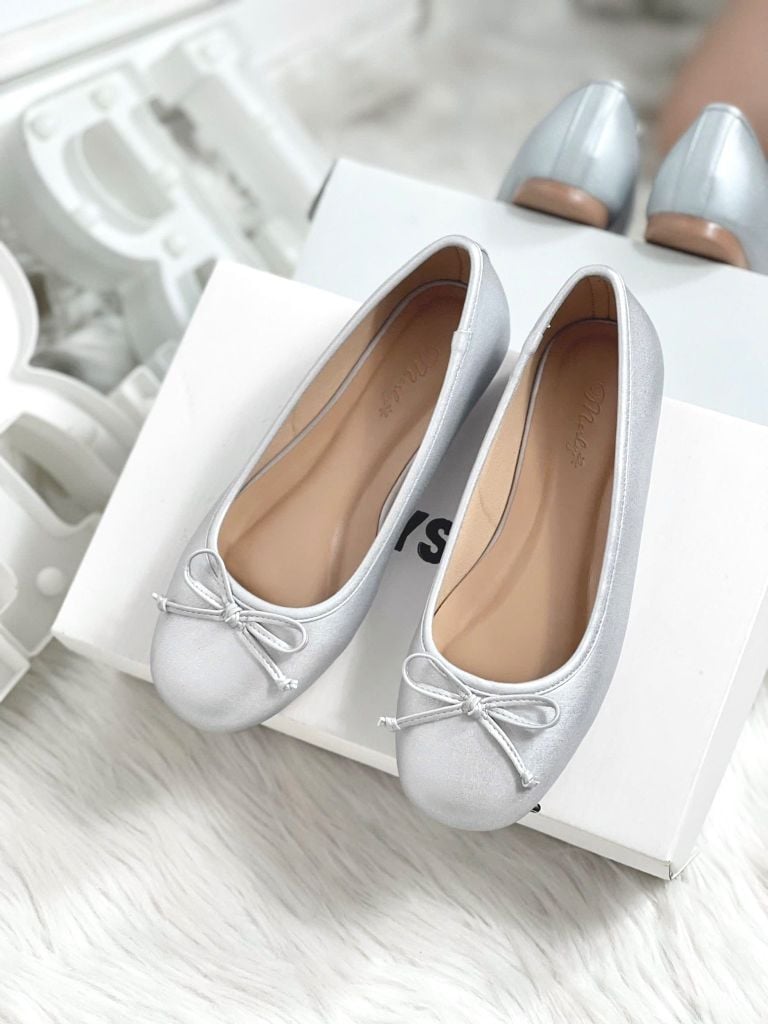Giày Búp Bê Nữ Bạc Nơ Nhí Mũi Tròn Da Mềm Mại Merly 1636, Giày Búp Bê Big Size 35-43 Chuẩn Form, Phiên Bản Cải Tiến Của Giày Búp Bê Nơ 1038