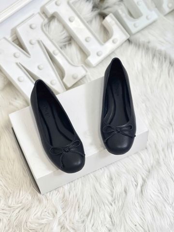 Giày Búp Bê Nơ Nhí Mũi Tròn Da Mềm Mại Merly 1636 Đen, Giày Búp Bê Big Size 35-43 Chuẩn Form, Phiên Bản Cải Tiến Của Giày Búp Bê Nơ 1038