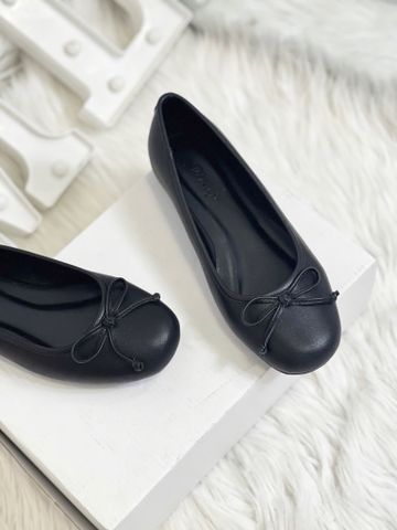 Giày Búp Bê Nơ Nhí Mũi Tròn Da Mềm Mại Merly 1636 Đen, Giày Búp Bê Big Size 35-43 Chuẩn Form, Phiên Bản Cải Tiến Của Giày Búp Bê Nơ 1038