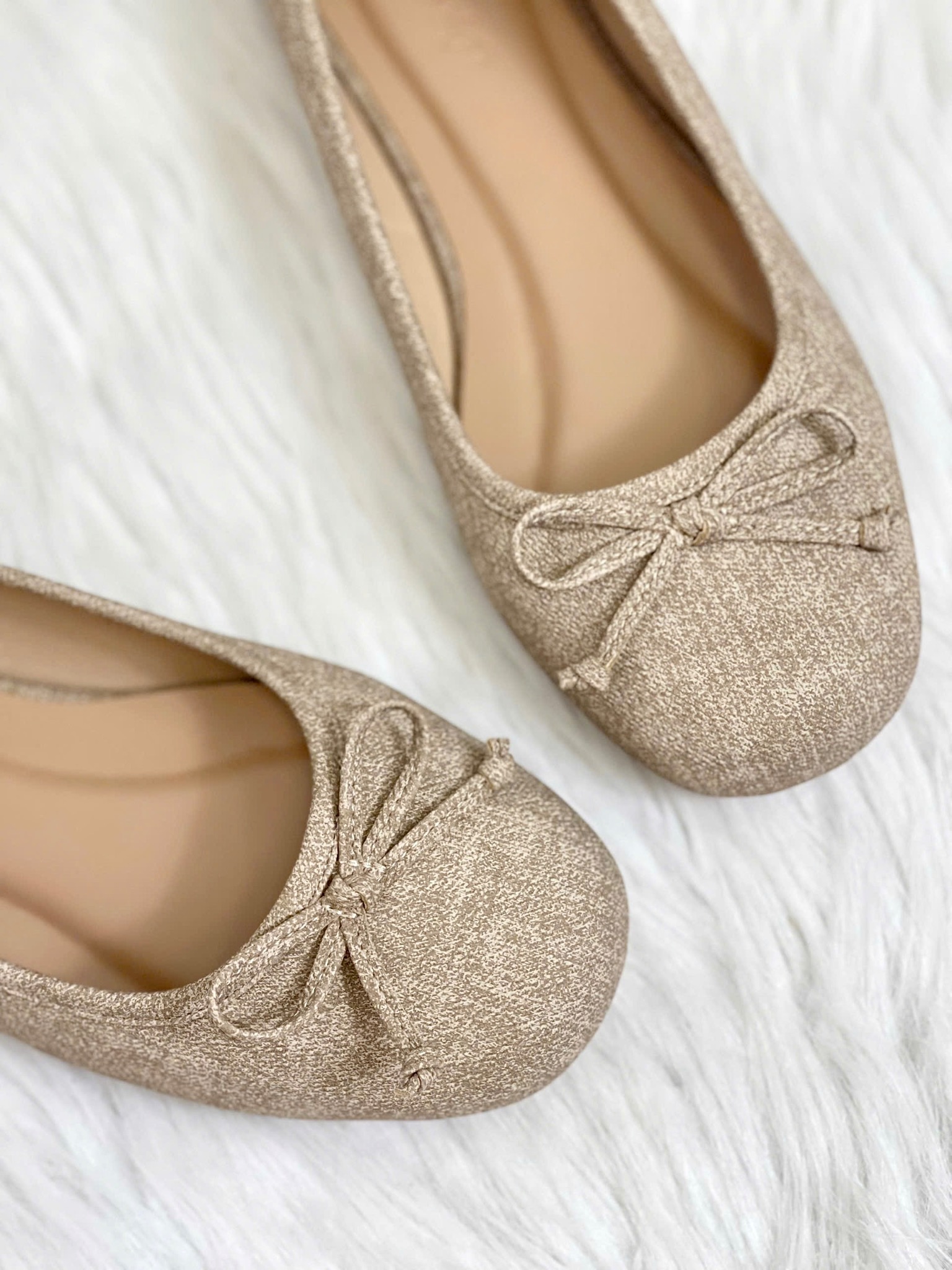Giày Búp Bê Nơ Nhí Mũi Tròn Da Mềm Mại Merly 1636 Nâu Jean Vintage, Giày Búp Bê Big Size 35-43 Chuẩn Form, Phiên Bản Cải Tiến Của Giày Búp Bê Nơ 1038