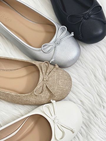 Giày Búp Bê Nữ Bạc Nơ Nhí Mũi Tròn Da Mềm Mại Merly 1636, Giày Búp Bê Big Size 35-43 Chuẩn Form, Phiên Bản Cải Tiến Của Giày Búp Bê Nơ 1038