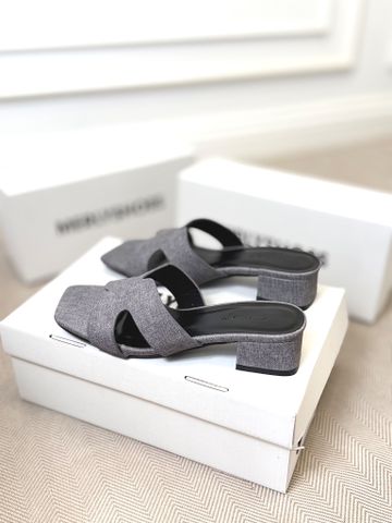 Guốc Nữ Chữ H Đế Thấp 3cm Merly 1637 Xám Jean Vintage Êm Ái, Dép Nữ Bigsize 35-43, Dép Quai Ngang Nữ