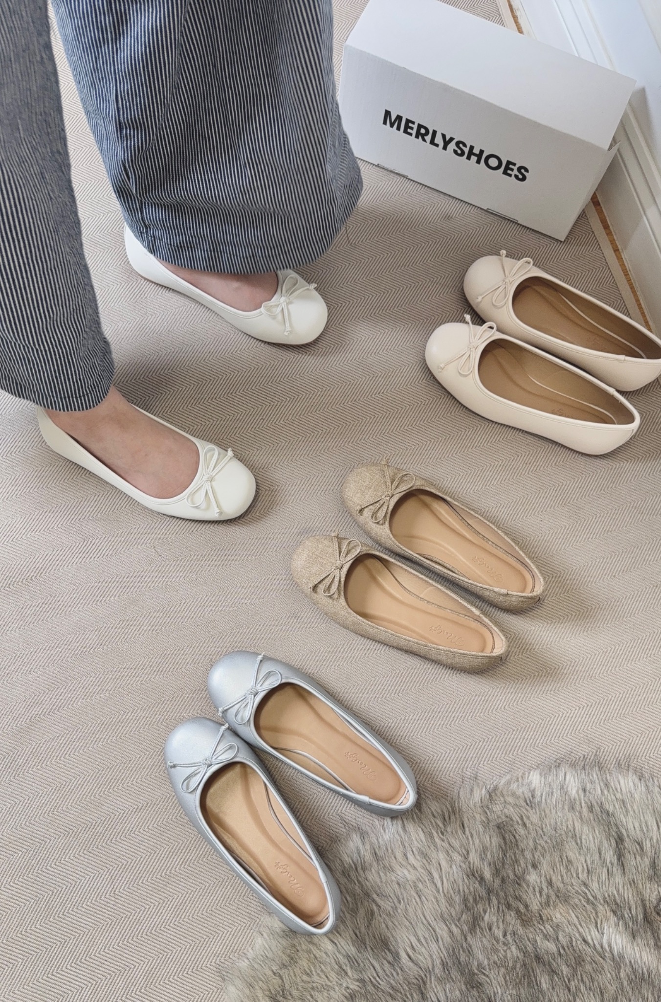 Giày Búp Bê Nữ Nơ Xinh Merly 1636 Hồng Pastel, Giày Bệt Big Size 35-43 Phiên Bản Cải Tiến Của Giày Búp Bê Nơ 1038