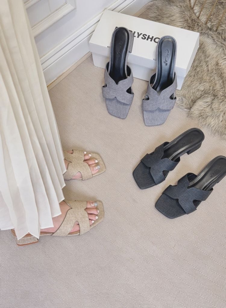 Guốc Nữ Chữ H Đế Thấp 3cm Merly 1637 Màu Nâu Jean Vintage Êm Ái BH 1 Năm, Guốc Nữ Bigsize 35-43, Dép Nữ Cao Gót