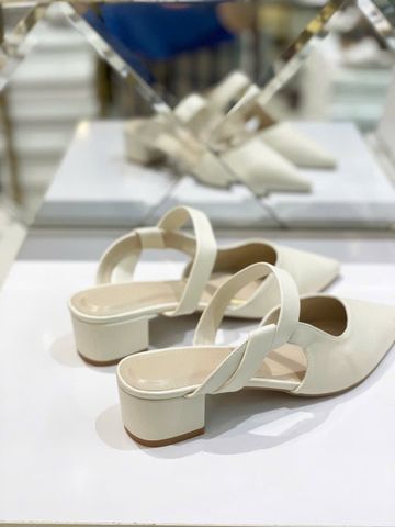 Guốc Sục Nữ Merly 1647 Trắng Ivory Bigsize 35-43, Giày Sục Nữ Mũi Nhọn Đế Vuông 3cm 1647 Đen, Sandal Bít Mũi, Giày Mule, Giày Búp Bê, Giày Công Sở Nữ