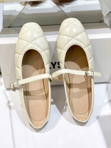 Giày Sục Nữ Bệt Merly 1584 Kem Ivory, Giày Búp Bê Quai Ngang Mũi Vuông Chần Chỉ Trám Merly 1584 Đen, Giày Bệt Nữ Bít Mũi Đế Cao Su Chống Trơn, Giày Dép Nữ Big Size