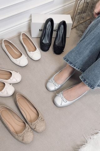 Giày Búp Bê Nữ Bạc Nơ Nhí Mũi Tròn Da Mềm Mại Merly 1636, Giày Búp Bê Big Size 35-43 Chuẩn Form, Phiên Bản Cải Tiến Của Giày Búp Bê Nơ 1038