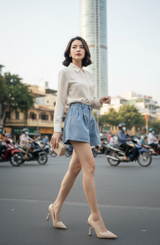 [Restock] Giày Cao Gót Nude Mũi Nhọn Da Bóng Gót 7cm Mạ Bạc Merly 1476 Kem Bóng Size 35-43, Giày Đi Tiệc Nhẹ Sang Trọng, Giày Cao Gót Big Size, Giày Công Sở Nữ