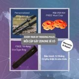  Gậy leo núi chạy trail siêu nhẹ Zenone Z2401 full carbon - Black Gold 