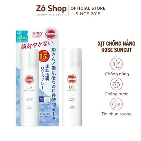 Xịt chống nắng khô thoáng, chống nước - Kose Suncut UV Protect Spray SPF50+ PA++++ (90g)
