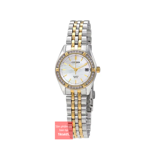 Đồng hồ nữ Citizen EU6064-54D máy pin Quartz demi vàng dây thép size 26mm