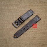 Dây đồng hồ da kì đà Nâu, da thật, may thủ công handmade  kèm khóa, size 18mm - 19mm - 20mm - 21mm - 22mm