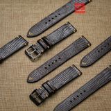 Dây đồng hồ da kì đà Nâu, da thật, may thủ công handmade  kèm khóa, size 18mm - 19mm - 20mm - 21mm - 22mm