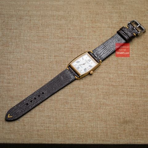 Dây đồng hồ da kì đà Nâu, da thật, may thủ công handmade  kèm khóa, size 18mm - 19mm - 20mm - 21mm - 22mm